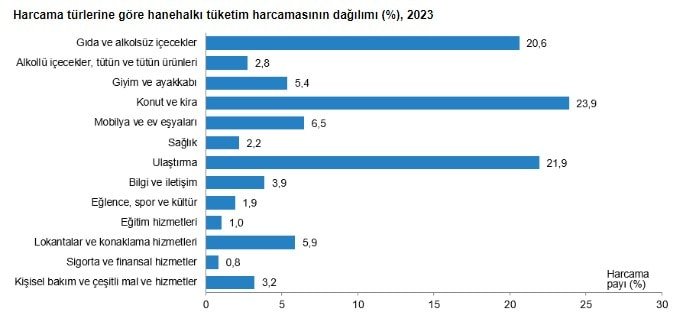 TÜİK Açıkladı: 2023 Yılı Tüketim Harcamaları