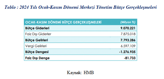 2024 Yılı Bütçe Gerçekleşme Rakamları
