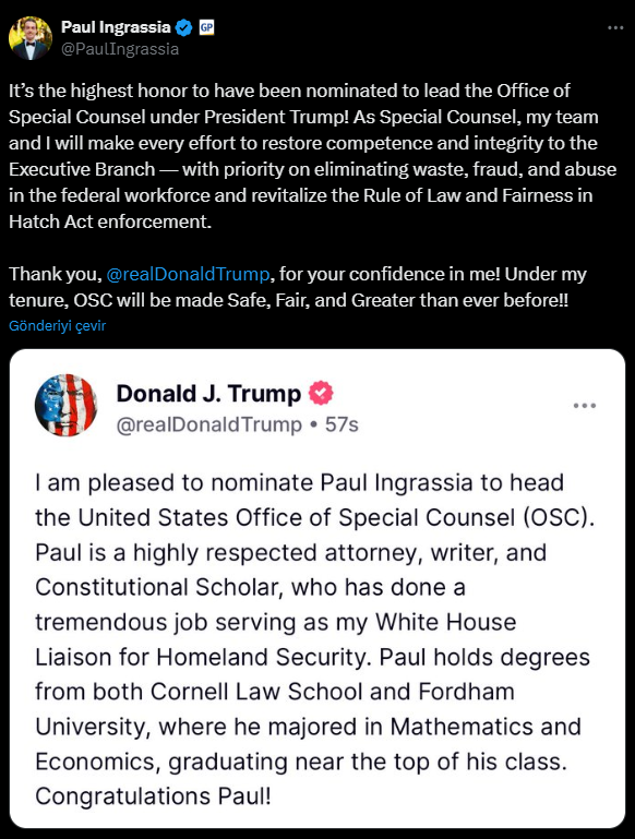 ABD Özel Danışmanlık Ofisi Adayını Sarsan DHS İtirafları ve Ingrassia’nın Geçmişine Yönelik Gündem