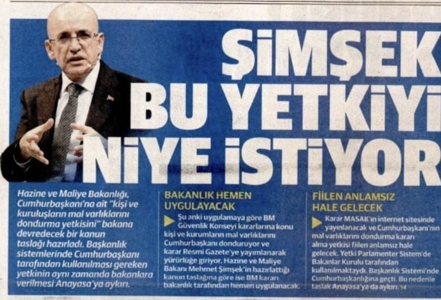 Cumhurbaşkanı Yetkisi ve Hazine ve Maliye Bakanlığı Arasındaki Mal Varlığı Dondurma Tartışması